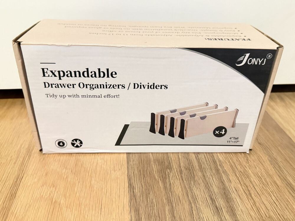 Expandable Drawer Organizers Dividers 4-Pack Adjustable 11-17 Inches 4-Inch Tall